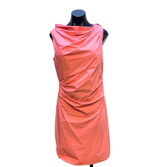 Diane Von Furstenberg Coral Ruched Sleeveless Dress 10 - Picture 1 of 6